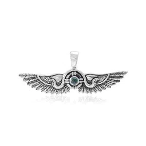 Egyptian Wings Snake 925 Sterling Silver Pendant Choice of Gemstone Jewelry - Picture 1 of 13