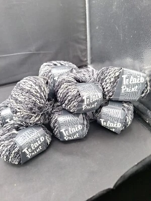 Lana Grossa Telaio Yarn: Lot of 10  In color 408 Black silver Wool/Poly - Image 1 of 4