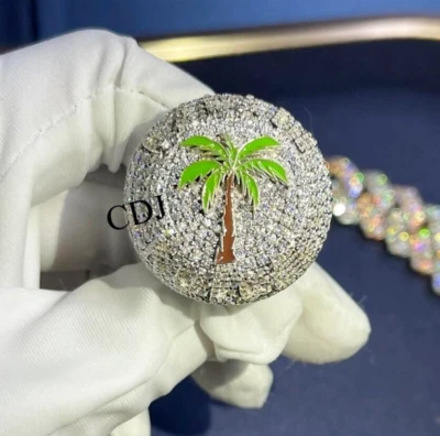 Anillo de plata de ley 925 real esmaltado de diseñador hecho a medida de moissanita VVS para hombre Foto 1 de 4