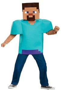 MINECRAFT STEVE COSTUME Classic Video Game Pixel Character Children's Size 7-8 - Picture 1 of 4