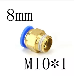 2x Metrisch M10 x1 Außengewinde 8mm Rohr Außendurchmesser gerade Verschraubung Steckluft M10x1-8 - Bild 1 von 5