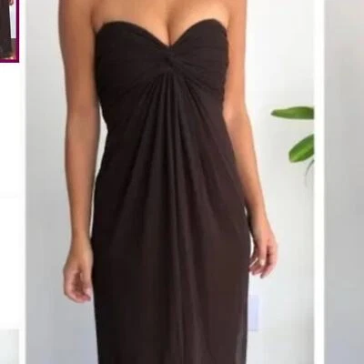 TADASHI SHOJI Vintage Silk Strapless Column Twist Top Gown Dress size 4P - Image 1 of 4