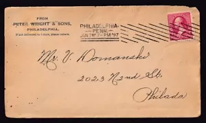 US #279B ON COVER FROM PHILADELPHIA TO PHILADELPHIA PENNSYLVANIA 1897 - Picture 1 of 3