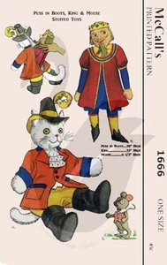 Reproduction Vintage Puss in Boots, King & Mouse Sewing Pattern M1666 - Picture 1 of 1