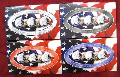 2002 STATE QUARTER COLLECTION PLATINUM GOLD PHILADELPHIA DENVER MINT SET (4) - Image 1 of 2