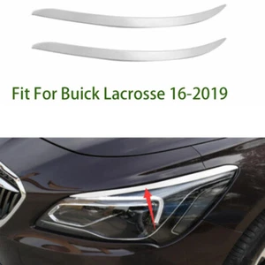 Tira de lámpara de faro delantero de acero plateado 2 piezas apta para Buick Lacrosse años 16-19 - Imagen 1 de 7