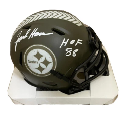 Jack Ham “HOF 88” Signed Pittsburgh Steelers Salute to Service Mini Helmet JSA - Image 1 of 2