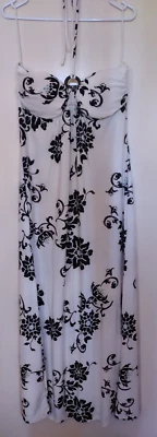 Pure Hope, White and Black Long Halter Neck, Maxi Dress, Size L - image 1 of 4