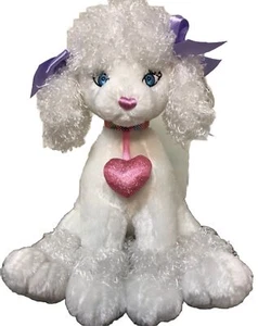 Gund Poodletudes Peluche Blanco Caniche Francés Sentado Púrpura Cintas, Corazón - Imagen 1 de 4