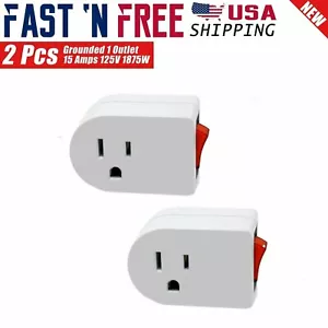 2 Pcs 3 Prong Grounded AC Power Wall Tap 1 Outlet w/ ON / OFF Switch Button - Picture 1 of 4