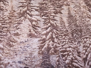 Snowy Brook Cotton Fabric Christmas Tree Metallic Robert Kaufman - Picture 1 of 3