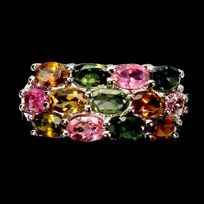 925 Sterling Silver Ring Oval Tourmaline 5x3mm Natural Gemstone Jewelry Size 8 - Image 1 of 4