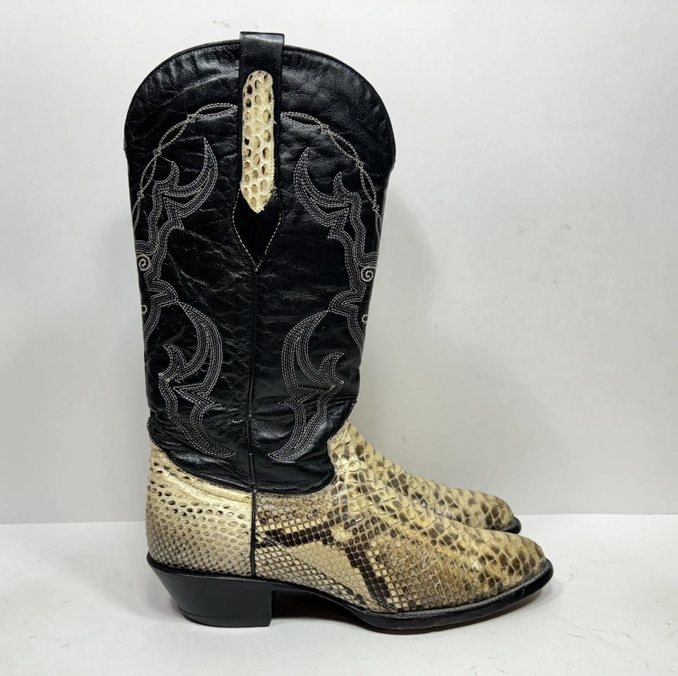 Botas vaqueras Corral genuinas piel de serpiente pitón negras para mujer talla 8 Foto 1 de 4