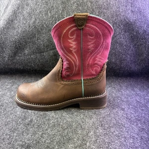 Ariat Fat Baby Damen-Westernstiefel Roper Cowgirl US-Größe 9 B rosa Wildleder - Bild 1 von 17