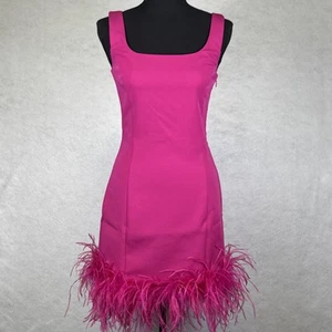 Michael Kors Fuschia Feather Trim Mini Cocktail Party Dress $495 Size 00 NWT - Picture 1 of 7