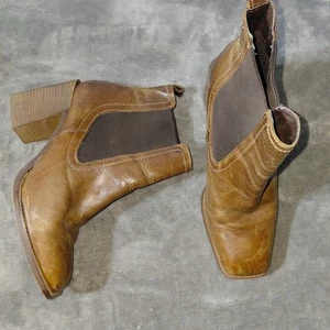 Botas Chelsea Aldo al Tobillo para Mujer Talla 8.5 Cuero Marrón Puntera Cuadrada Tacón Bloque - Imagen 1 de 16