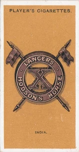 JP Cigarette card: Colonial & Indian Army Badge 1914, 10th Lancers Hodson Horse - Picture 1 of 2