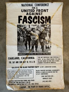 Vintage 1969 Black Panther Party USAF UNITEF FRONT AGAINST FASCISM Poster RARE - Picture 1 of 7