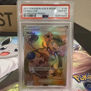 2017 Pokemon Sun & Moon Guardians Rising Mallow 145/145 Full Art Trainer PSA 10 - Picture 1 of 3