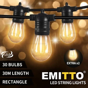 Emitto 30M Festoon String Lights Christmas Wedding Party Waterproof Outdoor - Picture 1 of 12