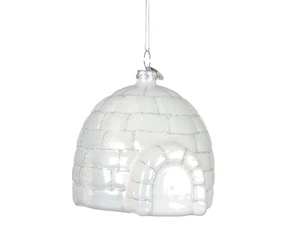 Christbaumschmuck Glas 7,7cm Iglu Figur Weihnachtsbaumschmuck mundgeblasen Weiß - Bild 1 von 1