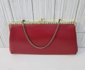Vintage rote Clutch goldene Hardware, 10 Zoll lange rote Handtasche, Candy Apple rot Abend - Bild 1 von 14