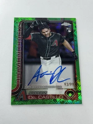 2025 ADRIAN DEL CASTILLO TOPPS CHROME LOGOFRACTOR GREEN /99 AUTO RC Rookie SSP - Image 1 of 2