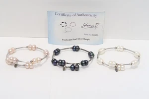 GEMS TV STERLING SILVER SET OF 3 FRESHWATER PEARL WRAP BRACELETS - Picture 1 of 15
