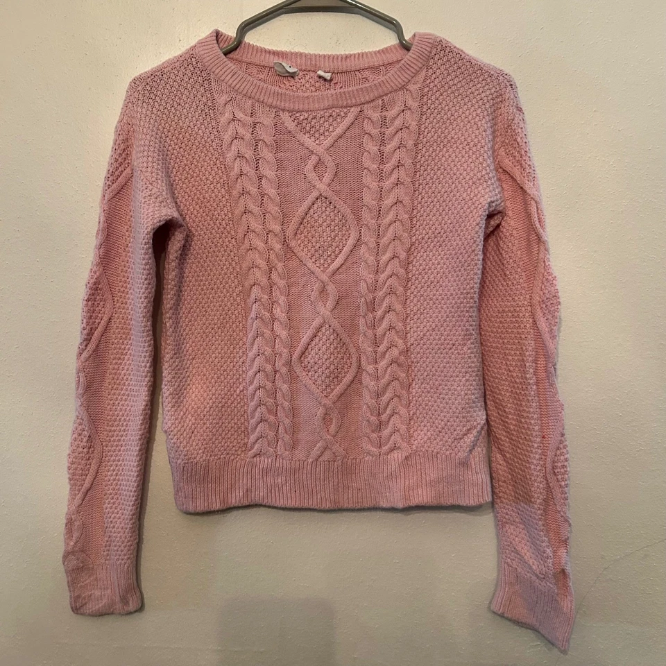 GAP Kids Pink Cable Knit Sweater Girls Medium M Cotton Blend - Image 1 of 4