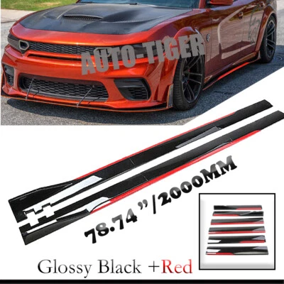 For Dodge Attitude 78.7" Red Side Skirt Extension Body Kit Lip Splitters - Imagem 1 de 4