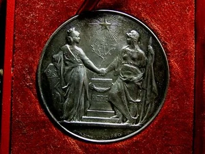 Art Nouveau CONSIGLIO COMUNALE DI PARIGI 1890 medaglia d'argento di DANIEL DUPUIS / N136 - Foto 1 di 3