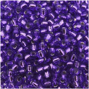 Miyuki Seed Beads Round Size 8/0, 22 Grams, 5 Inch Tube, Silver Lined Purple - Picture 1 of 4