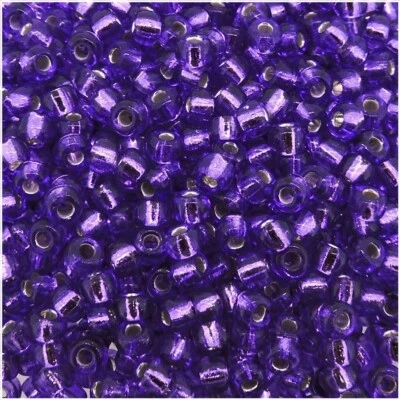 Miyuki Seed Beads Round Size 8/0, 22 Grams, 5 Inch Tube, Silver Lined Purple - Image 1 of 4