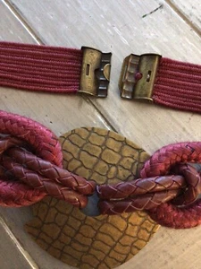 NWOT- The Leather Shop - Hand Crafted - Brass - Braided Leather - O/S Belt - NEW - Picture 1 of 12