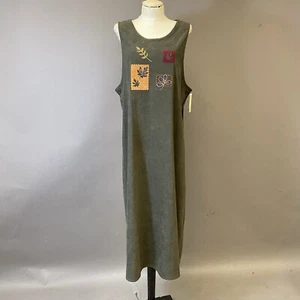NWT Amanda Smith Army Green Overall Maxi Dress Size L - Picture 1 of 7