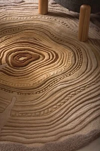 Luxury Hand Tufted Round Rug Earth Tone Topographic Design Soft Wool Carpet for - Picture 1 of 3