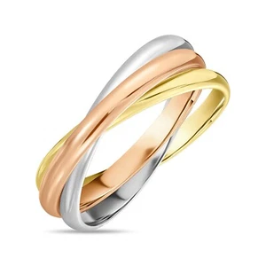 14K Rose & White & Yellow Gold Eternity Band Ring For All - Picture 1 of 4