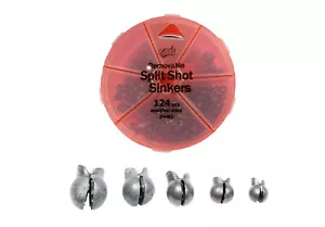 124 Pc Removable Split Shot Sinker Kit Fishing Weight In Selector Dispenser Case - Picture 1 of 6