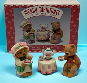 Tea Time Bears 3 Piece Figurine Set 1997 Hallmark Merry MINIATURES - Picture 1 of 3