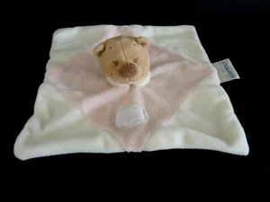 L6. DOUDOU PLAT NATTOU OURS ROSE BEIGE NUAGE BLANC COL ETAT NEUF* - Picture 1 of 5