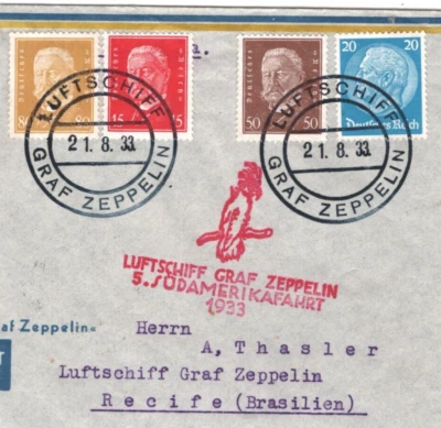 GERMANY Cover ZEPPELIN Air 1933 Superb *5.SUDAMERIKAFAHRT* Cachet BIRDS MA2121 - Image 1 of 4