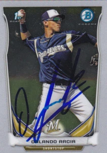 ORLANDO ARCIA MILWAUKEE BREWERS SIGNED 2014 BOWMAN CHROME PROSPECT BASEBALL CARD - Picture 1 of 1
