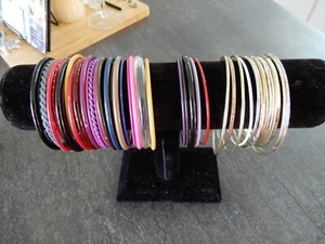 Bangle Bracelets Lot of 42 Mix Metal Plastic Multi Color Stack Textured Smooth - Picture 1 of 3