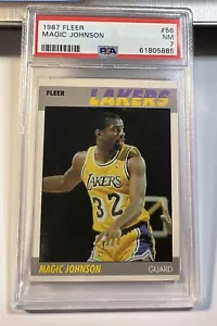 1987 Fleer Magic Johnson #56 LA Lakers Basketball PSA 7 Near Mint NM - Picture 1 of 2