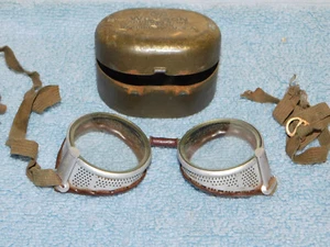 Vintage Antik Steampunk Metall Klapp Wilson Schutzbrille Brille Motorrad - Bild 1 von 10