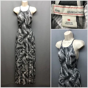 Gap Women's Black & White Strappy Summer Belted Maxi Dress Medium - Imagen 1 de 14