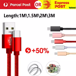 Braided USB Type-C Fast Charger Cable Cord For Samsung S22 S21 Note 20 Ultra S9 - Picture 1 of 16