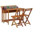 Vidaxl Balcony Planter Table With 2 Bistro Chairs   Wood Furniture