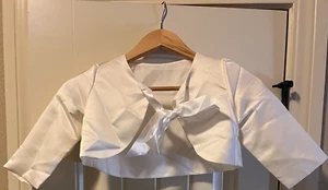 New Off White Satin Kids Bolero/Shrug (US 5-6 years) - Picture 1 of 3