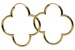 SILBERMOOS Damen Creolen vergoldet Blumen Kleeblatt 925 Sterling Silber Ohrringe - Bild 1 von 5